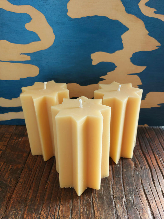 8 point star - Pure Alberta beeswax handmade candles.