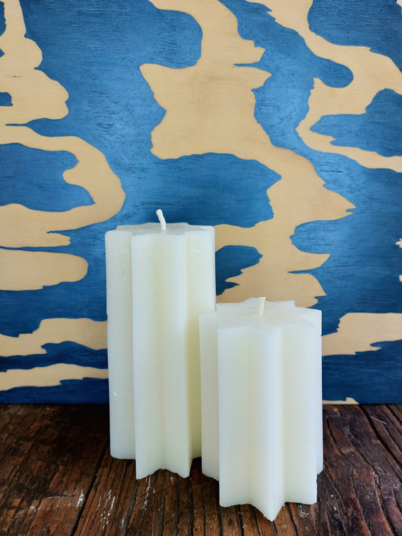 8 point star - Pure Alberta beeswax handmade candles. Ivory beeswax.