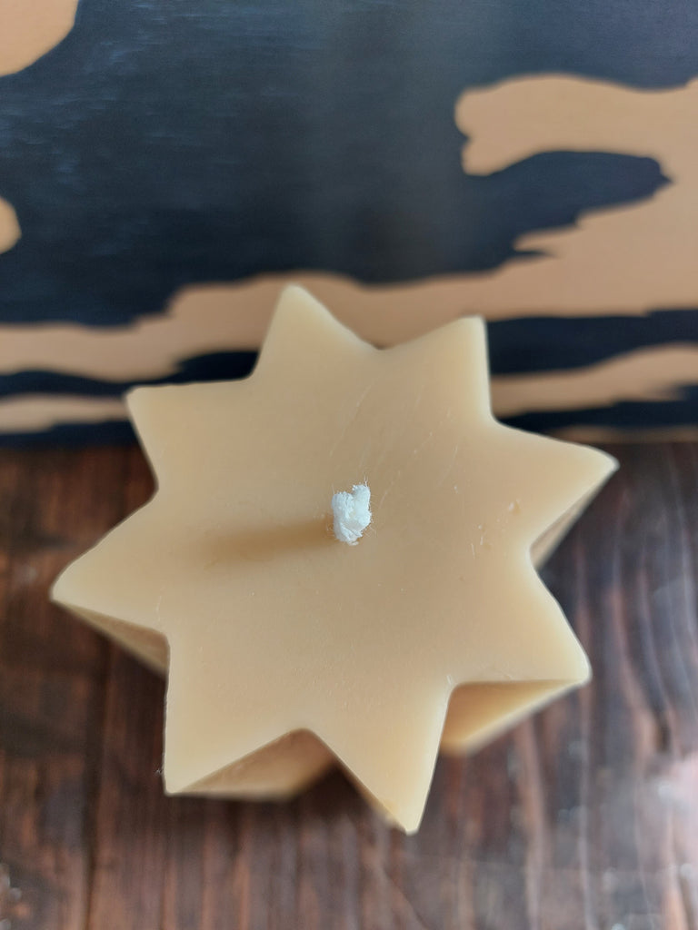 8 point star - Pure Alberta beeswax handmade candles.