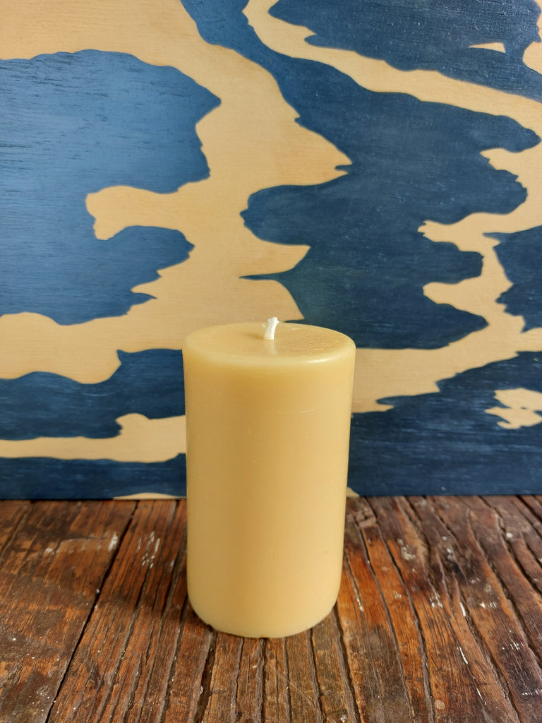 Natural yellow pure Alberta raw beeswax pillar candle