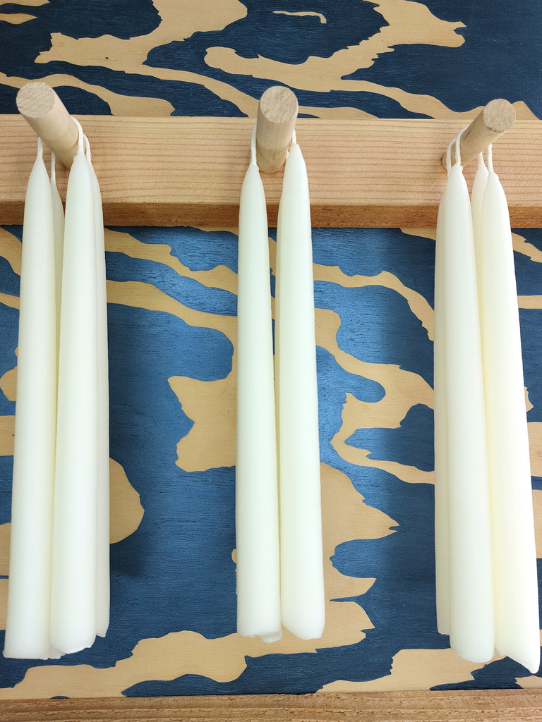 Pure Alberta beeswax hand-dipped tapers.