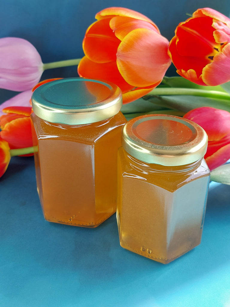 Wedding favour jars of raw Alberta honey